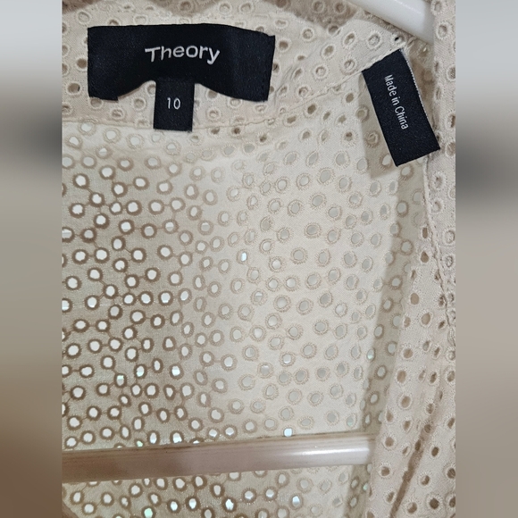 THEORY Nova Eyelet Ruffle Sleeve Mini Shirt Dress - Picture 7 of 8